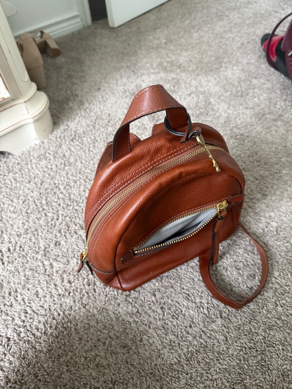 Fossil Small Brown Leather Backpack - Picture 4 of 4